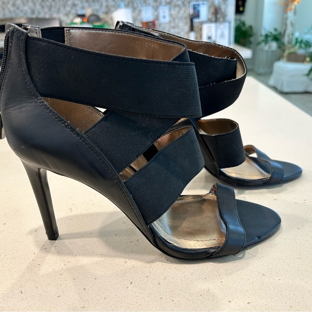 Chic Black Strappy Heels BCBG 3” heels